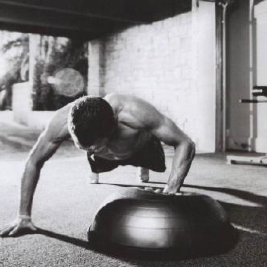 Core work. Bosu Ball Push ups.